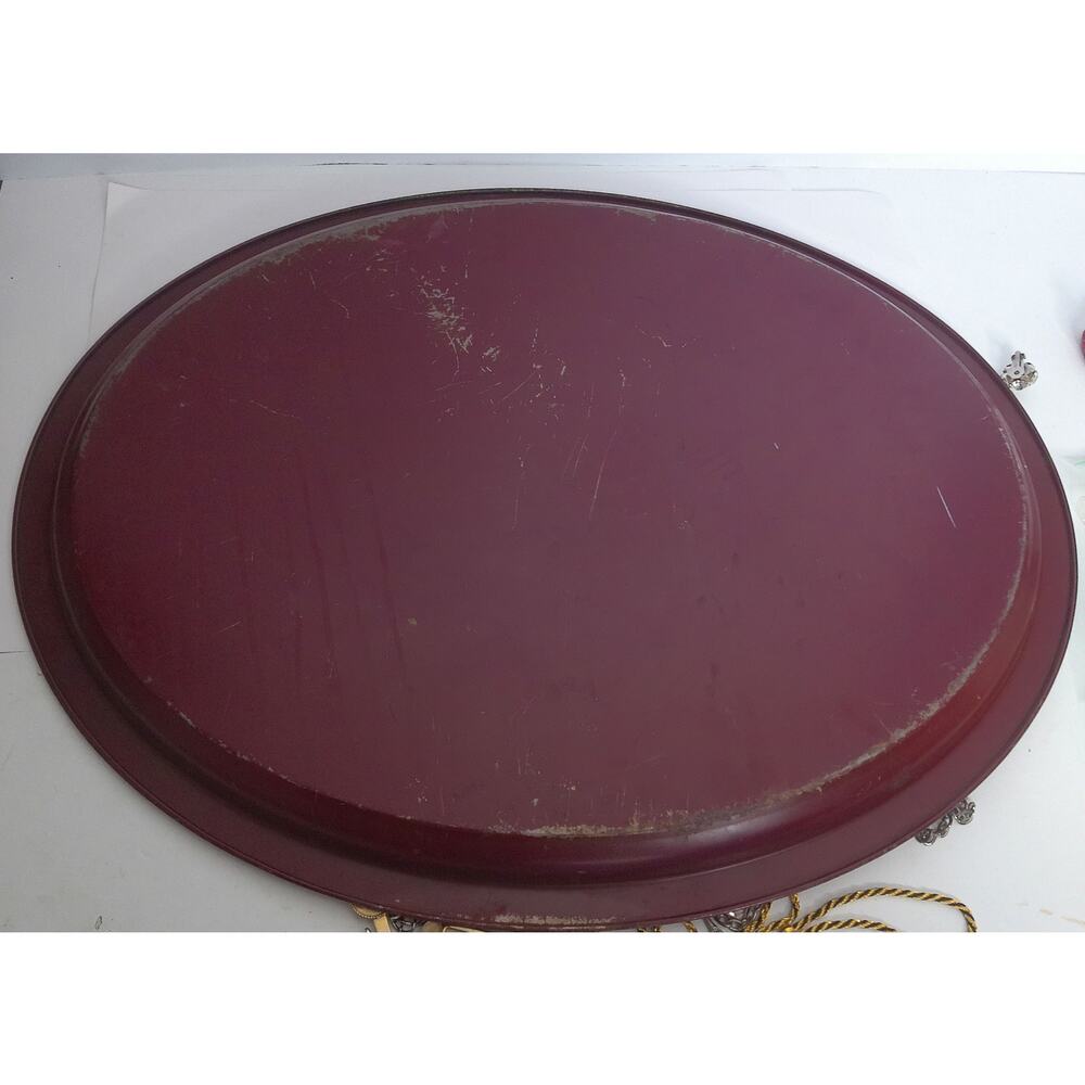 Vintage Toleware Floral Tray Cottagecore Decor Shabby Chic Large Metal Tray - Picture 9 of 9